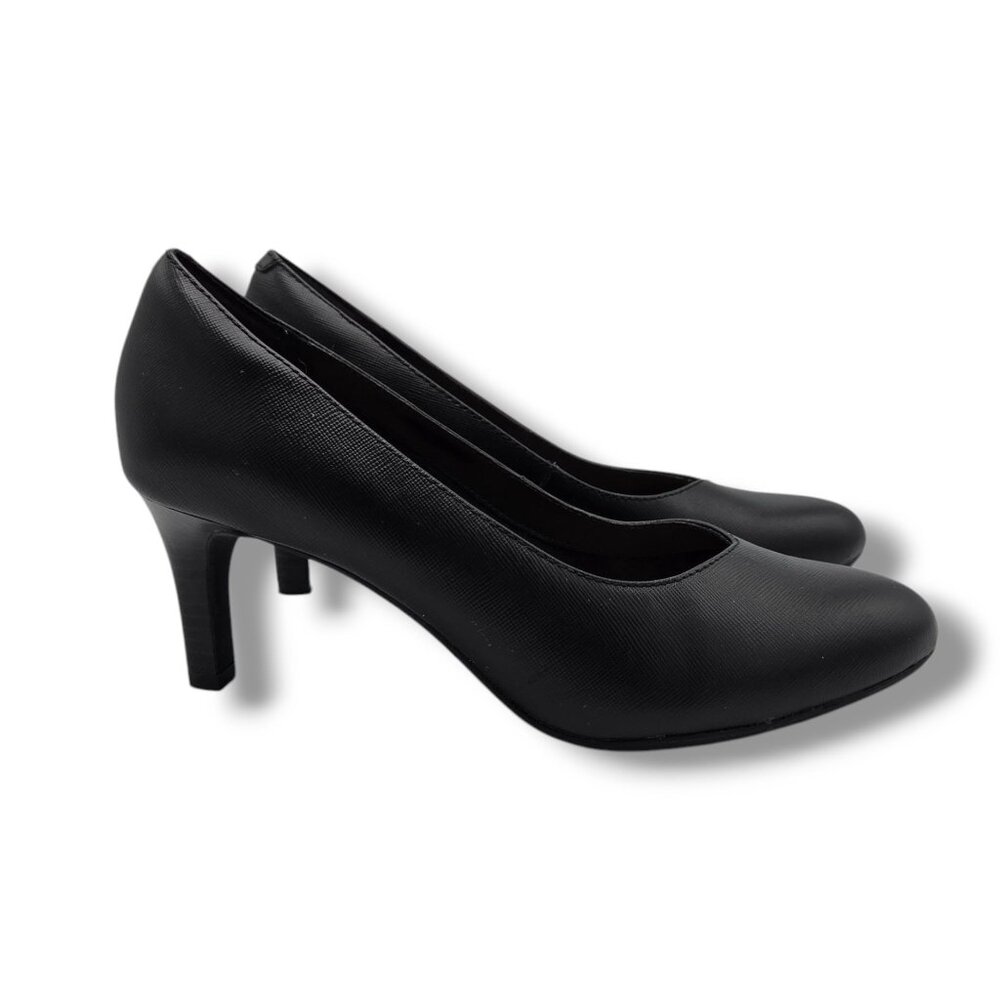 Clarks Collection Dancer Nolin Pump Womens 8β Black Textured Leather
